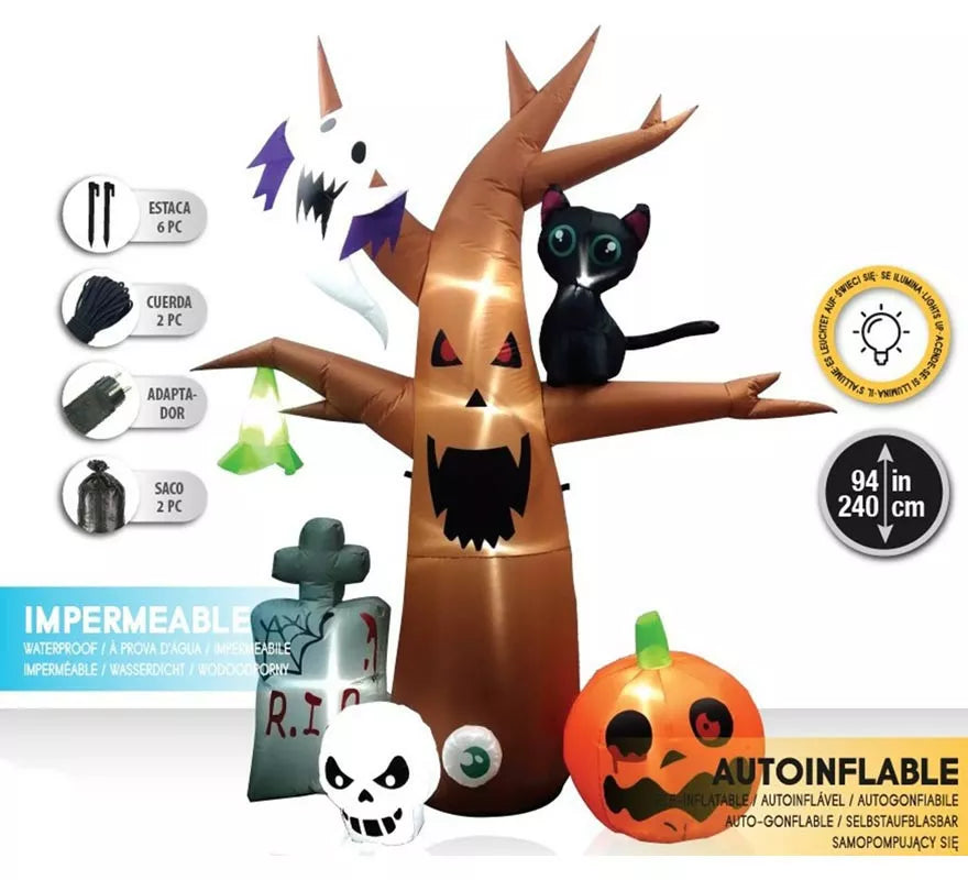 Árbol Auto Hinchable de Halloween con LEDs de 240 cm