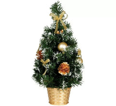30 cm Snowy Gold Decorated Christmas Tree with Pot