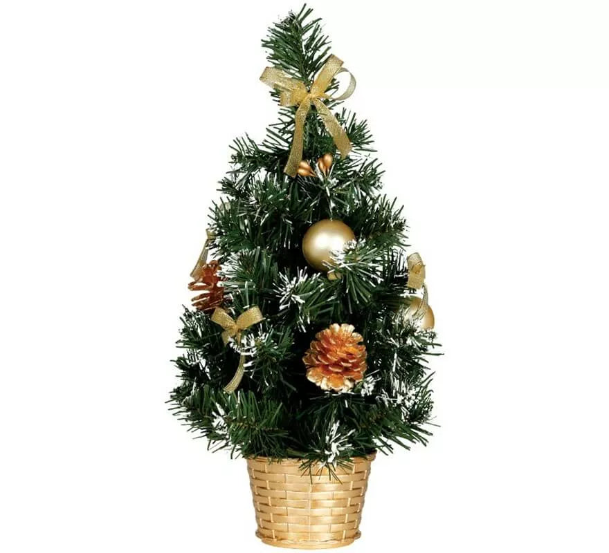 Translation missing: en.Árbol de Navidad Decorado Oro Nevado de 30 cm con Maceta