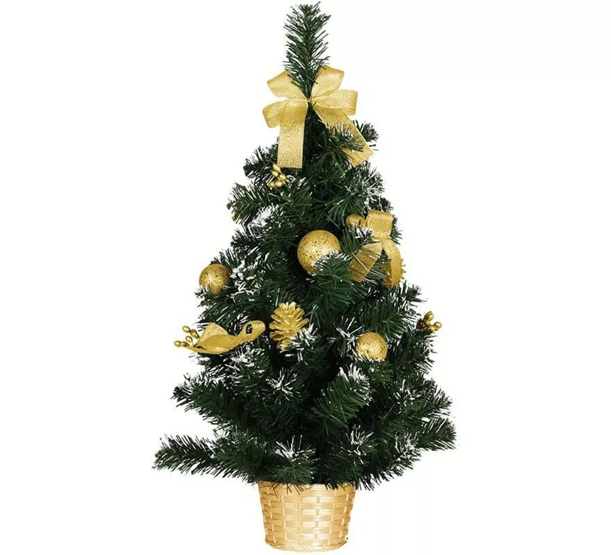Translation missing: en.Árbol de Navidad Decorado Oro Nevado de 60 cm con Maceta