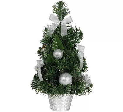 Árbol de Navidad Decorado Plata de 40 cm con Maceta