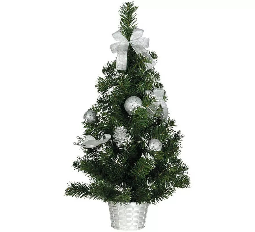 Translation missing: en.Árbol de Navidad Decorado Plata Nevado de 60 cm con Maceta