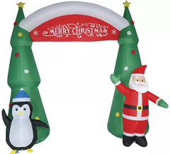 240 cm Inflatable Christmas Arch with Santa Claus and Penguin