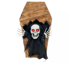 Coffin with brown and black Skeleton 41x27x17 cm