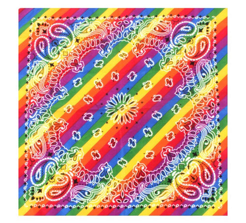 Bandana o Pañuelo Paisley Arcoíris de 54x54 cm