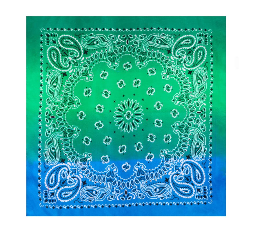 Bandana o Pañuelo Paisley Degradado azul de 54x54 cm