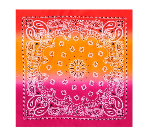 Bandana o Pañuelo Paisley Degradado fucsia de 54x54 cm