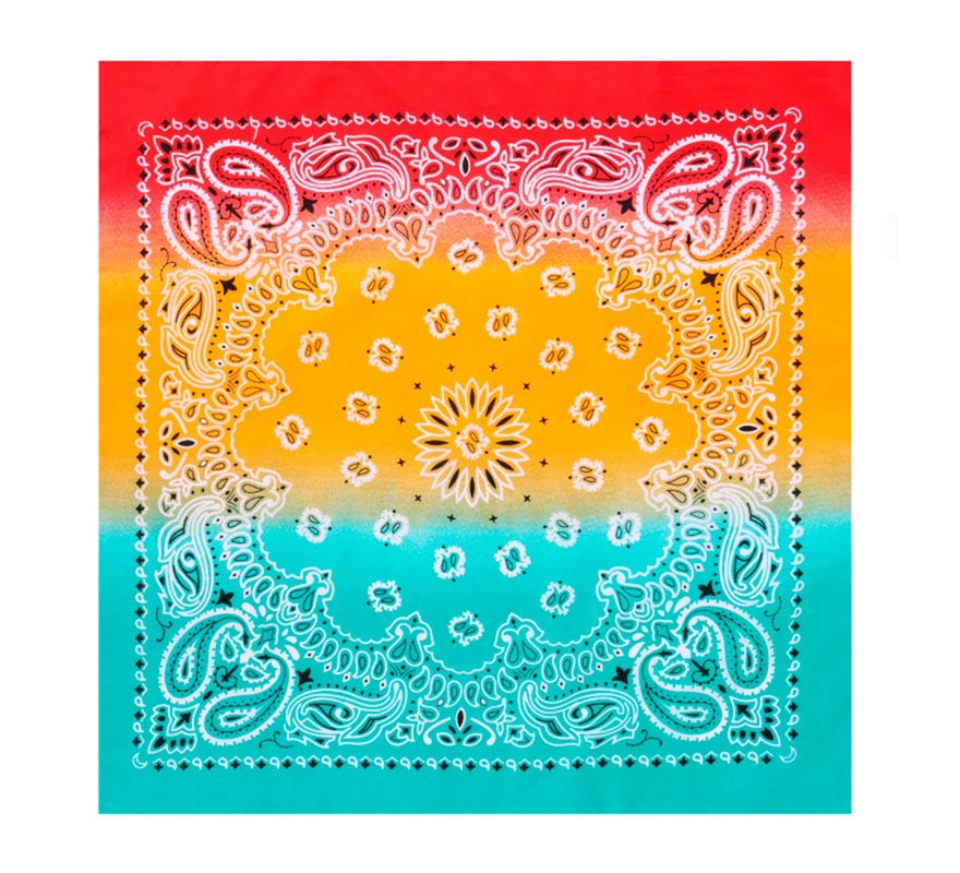 Bandana o Pañuelo Paisley Degradado rojo de 54x54 cm