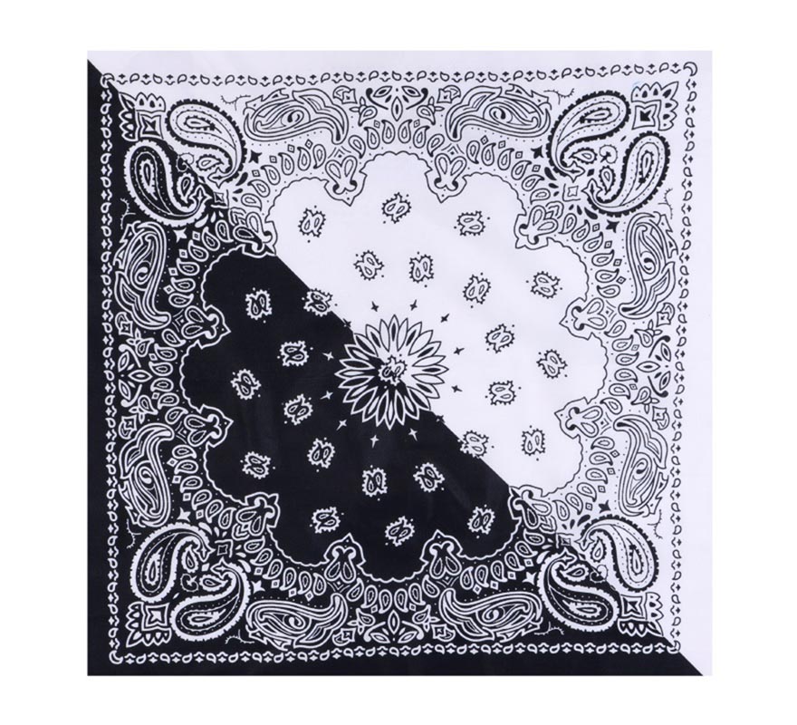 Bandana o Pañuelo Paisley negro de 54x54 cm en varios colores