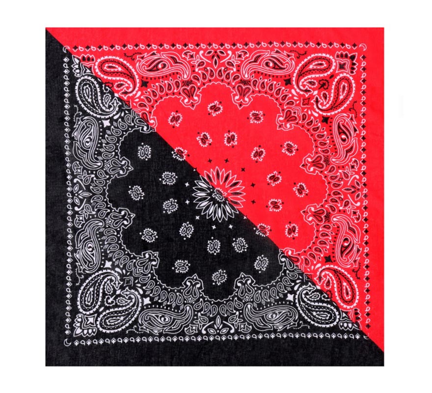 Bandana o Pañuelo Paisley negro de 54x54 cm en varios colores