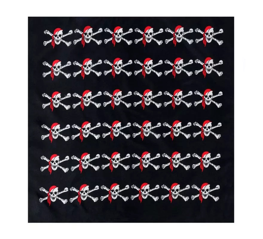 Translation missing: en.Bandana Pirata negro con calaveras de 54x54 cm