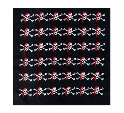 Bandana Pirata negro con calaveras de 54x54 cm