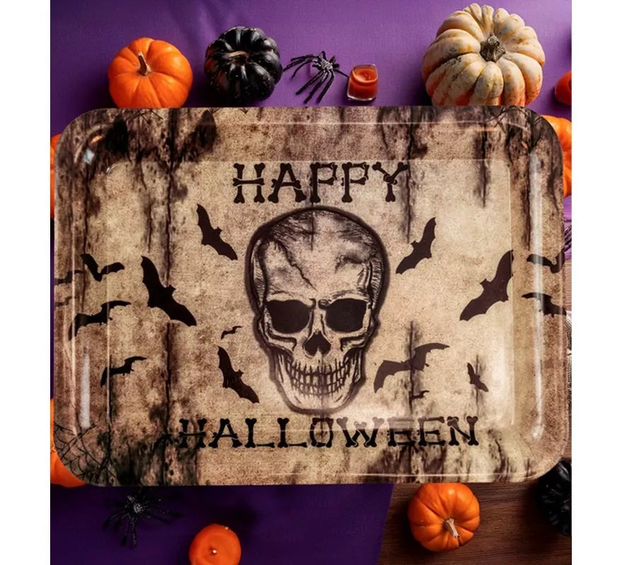 Translation missing: en.Bandeja con Calavera Feliz Happy Halloween de 33x24 cm