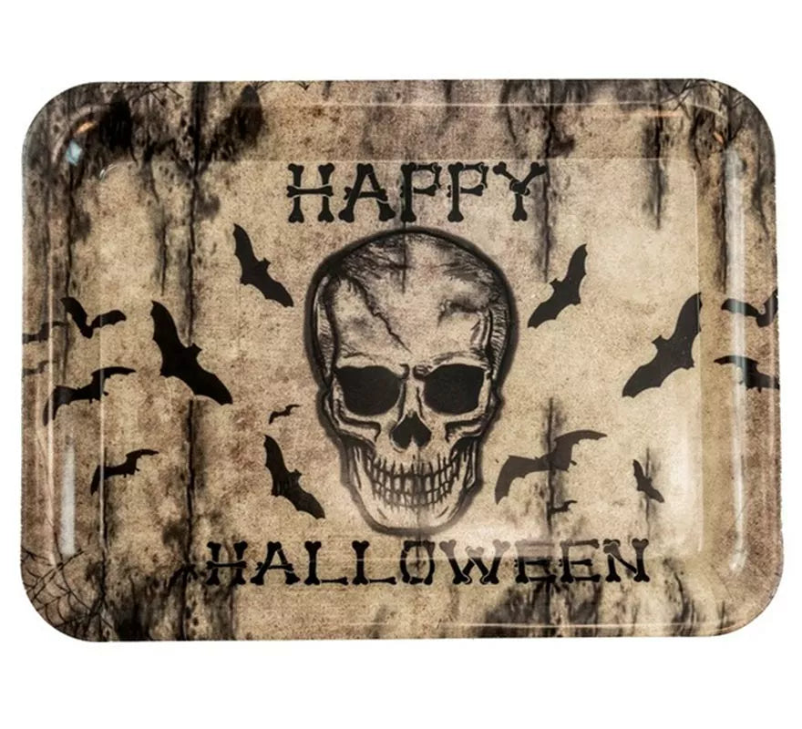Translation missing: en.Bandeja con Calavera Feliz Happy Halloween de 33x24 cm