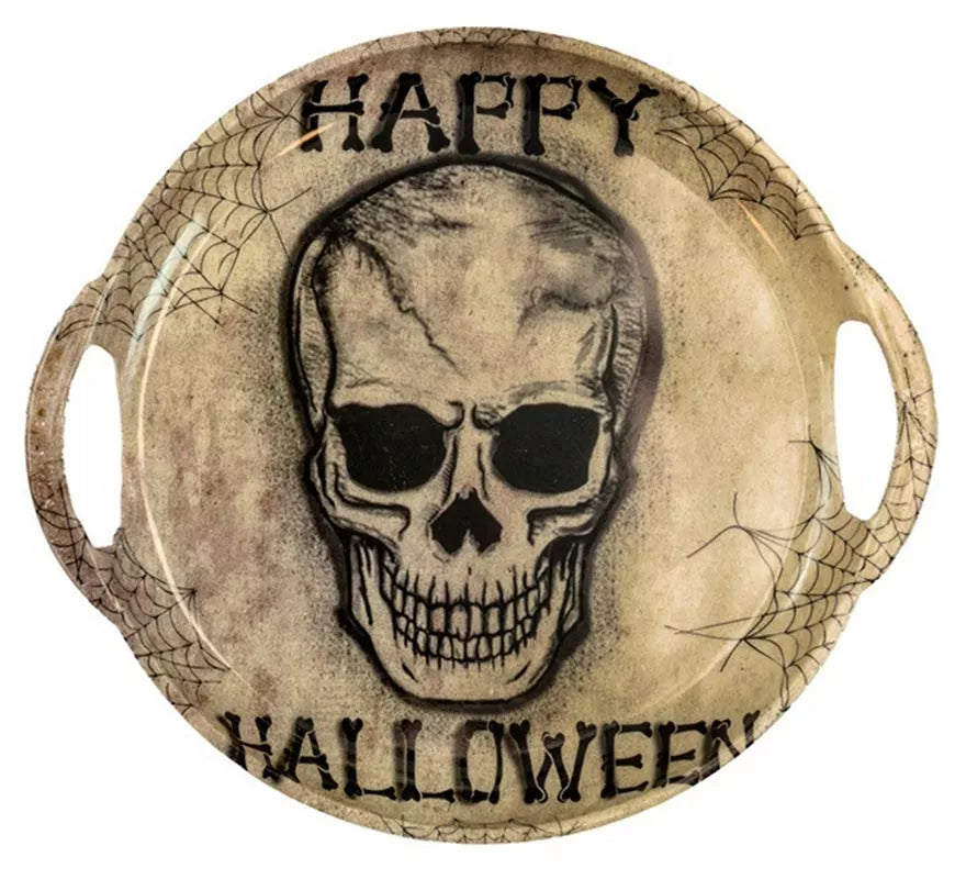 Translation missing: en.Bandeja con Calavera Happy Halloween con Asas de 30 cm