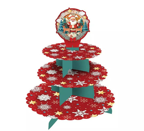 Bandeja Papá Noel rojo de 3 pisos de 40x30 cm