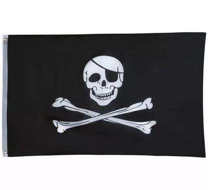 Bandera Calavera Pirata negra de 90x150 cm