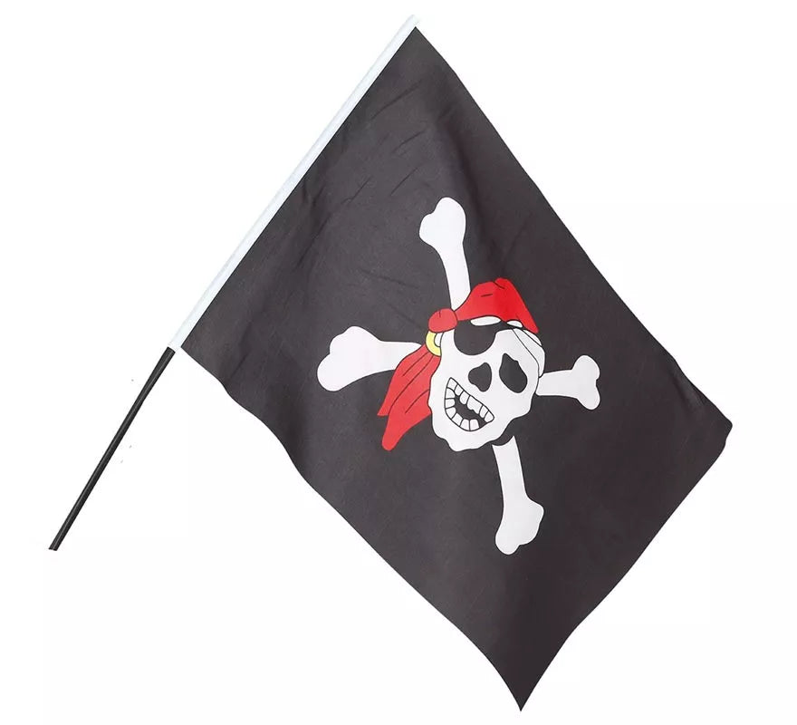 Bandera Pirata con Palo de 42X30 cm