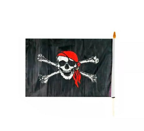 Bandera Pirata negra con calavera de 60 cm