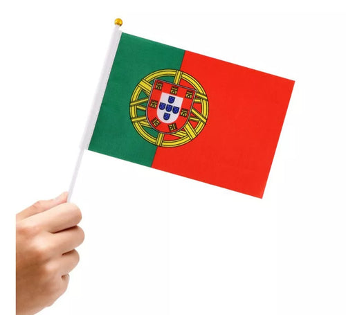 Banderín de Portugal con Mango de 14x21 cm