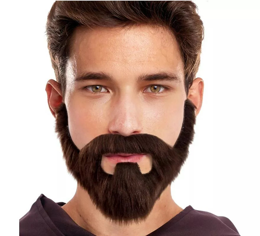 Barba marrón gruesa con perilla