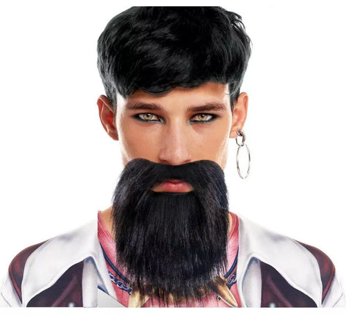 Barba negra oscura larga