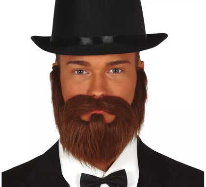 Barba y Bigote Castaña con Goma Elástica