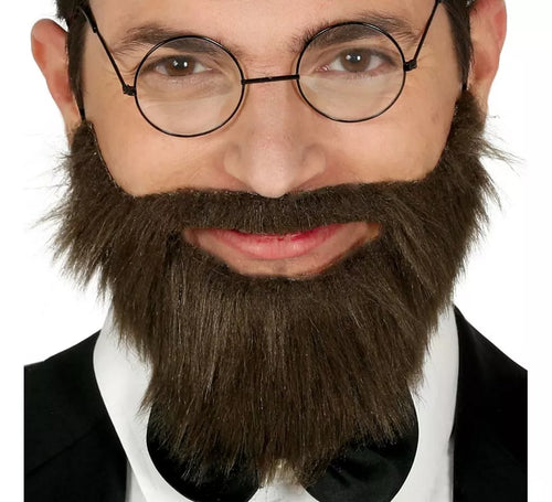 Barba y Bigote Castaña con Goma Elástica