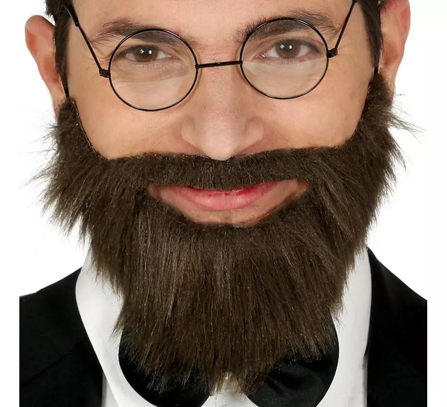 Barba y Bigote Castaña con Goma Elástica