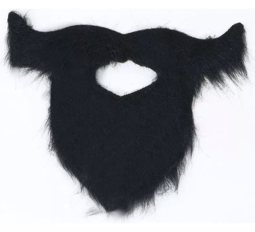 Barba y Bigote Negro con Adhesivo