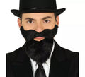 Barba y Bigote Negro con Adhesivo