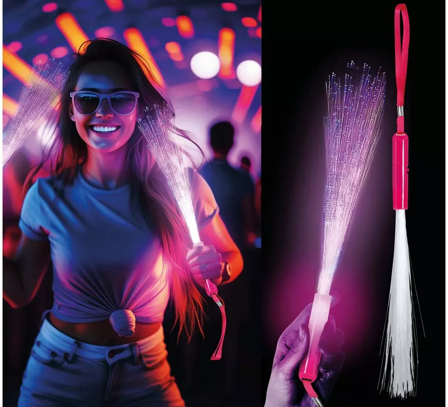 Bastón Fibra Óptica Led de 25 cm en colores surtidos