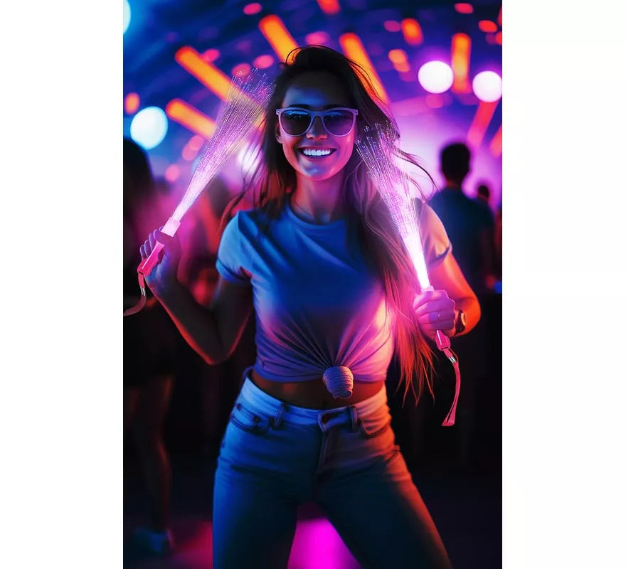 Bastón Fibra Óptica Led de 25 cm en colores surtidos