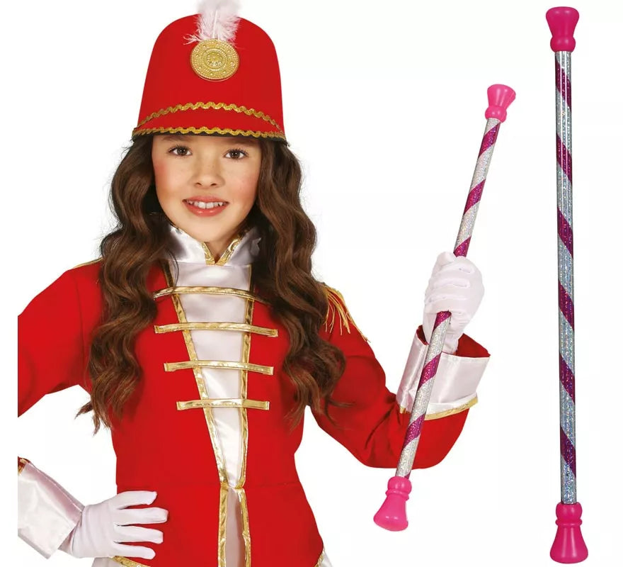 Bastón Majorette rosa y blanco de 54 cm