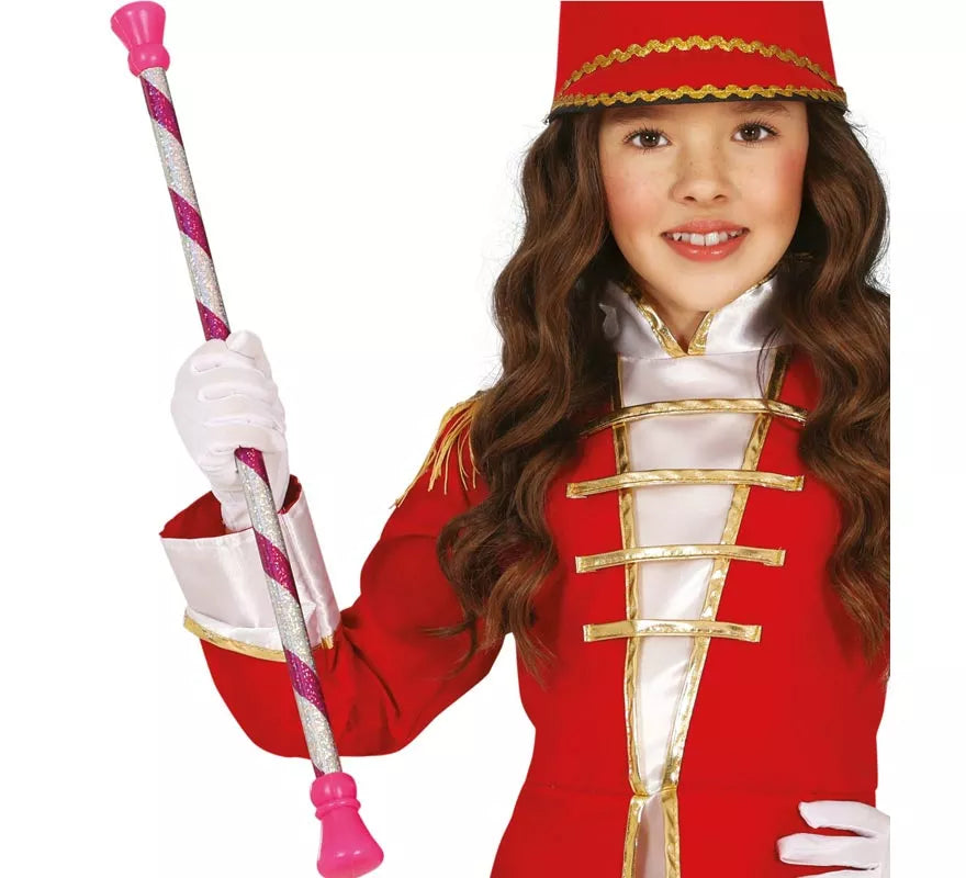 Translation missing: en.Bastón Majorette rosa y blanco de 54 cm