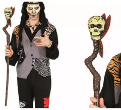 Voodoo Cane with Skull and Feathers of 100 cm