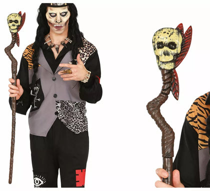 Bastón Vudú con Calavera y Plumas de 100 cm