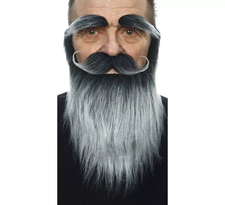 Bigote con Barba y Cejas canoso
