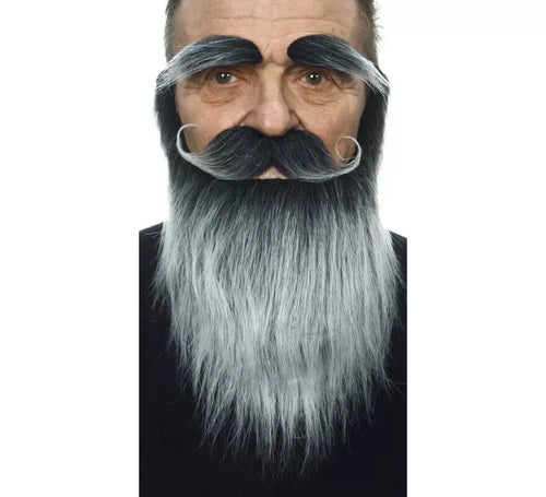 Bigote con Barba y Cejas canoso