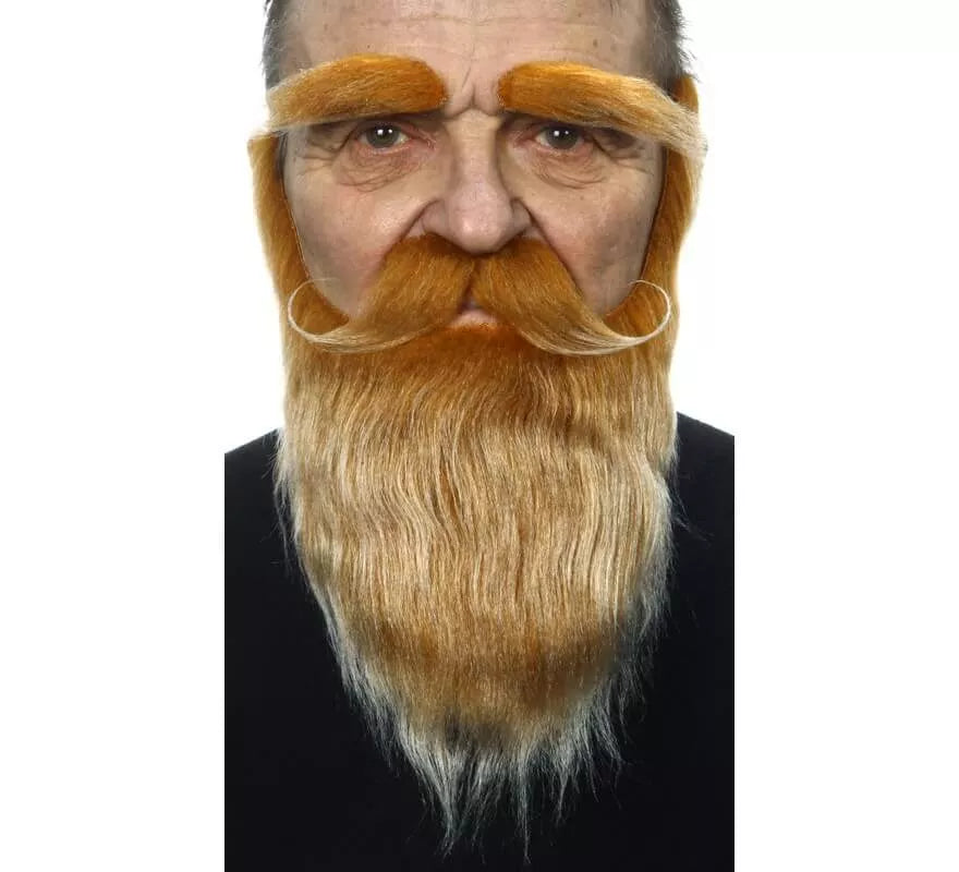 Bigote con Barba y Cejas castaño