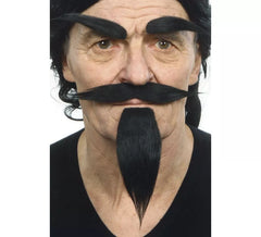 Bigode com botão preto e sobrancelhas