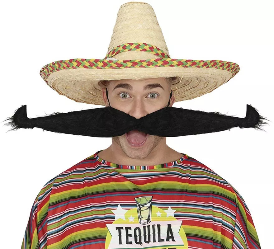 Bigote extra grande de 55 cm con elástico