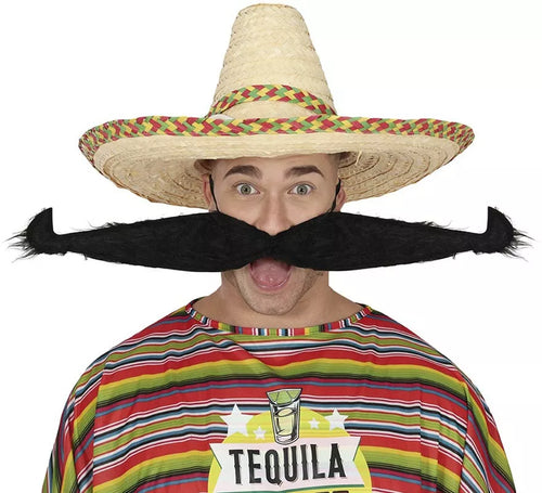 Bigote extra grande de 55 cm con elástico