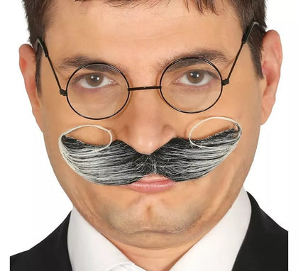 Bigote Ingles Canoso con Adhesivo