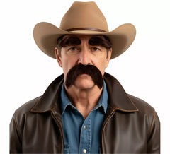 Brown mustache and eyebrows