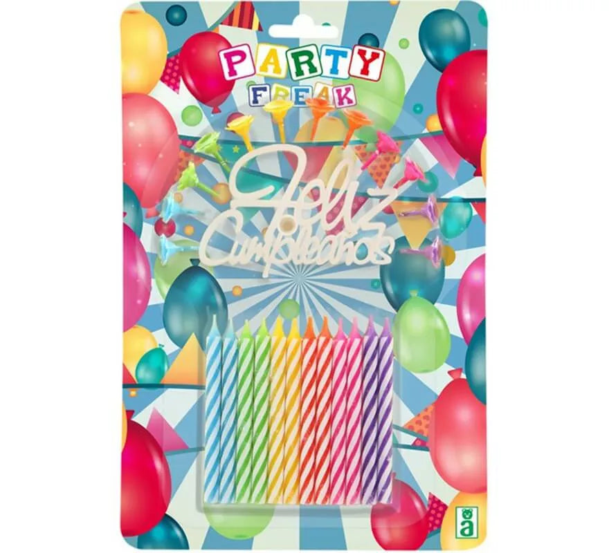 Translation missing: en.Blíster de 12 Velas Feliz cumpleaños Multicolor