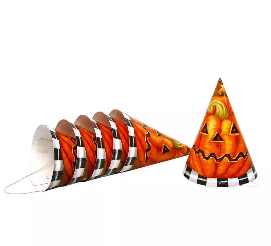Translation missing: en.Blister de 6 Sombreros Calabaza de cartón para Halloween