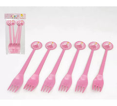 Blister of 6 plastic Princess Forks 17 cm