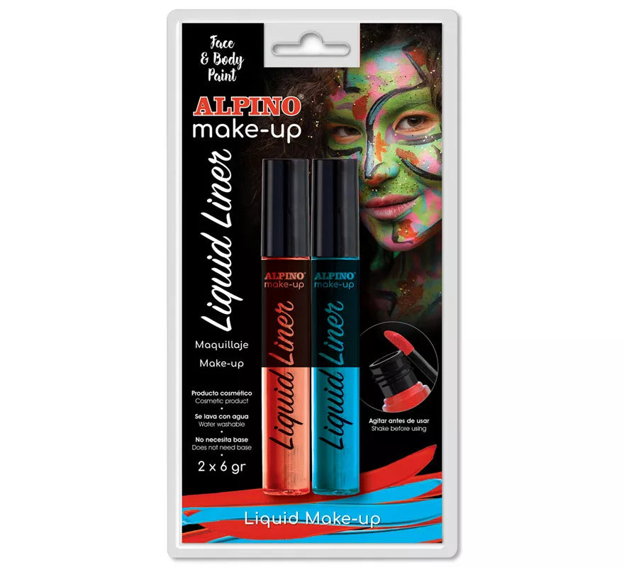 Translation missing: en.Blíster de Maquillaje Líquido Liner Azul y Rojo (2 unidades de 6 grs)