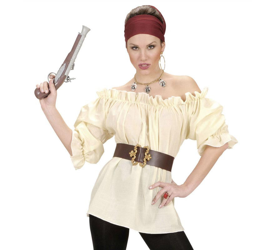 Translation missing: en.Blusa Beige Pirata Medieval para mujer